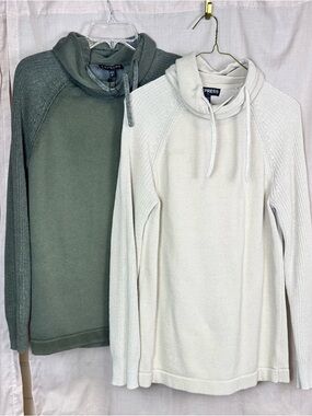 Express Cowl Neck Pullover sweaters LOT OF 2 - Olive & Cream NWOT Sz S Cozy soft
